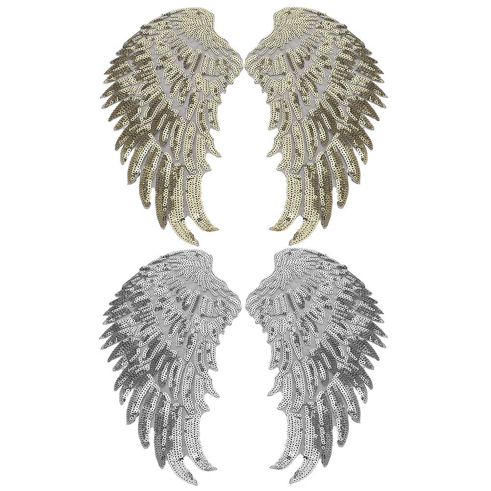 2 Par DIY Klädvinge Paljettlapp Applikation Kläder Klänning Kjol Dekorativa Tillbehör