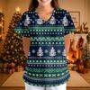 Women's Casual Fashion Printed Neck Top with Three-Quarter Sleeves for Christmas