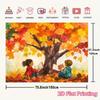 2D Herbst Lese Kinder Hintergrund, Herbstbaum Buch Szene Wandbehang