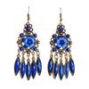 1 Pair Women Earrings Flower Shape Tassel Shiny Rhinestone Drop Earrings for Prom