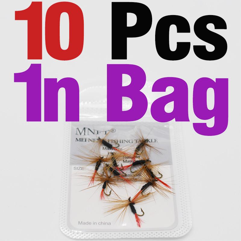 MNFT 10Pcs 12# Brown Beard May Fly Red Tail Wet Fishing Fly Trout Bait Flies