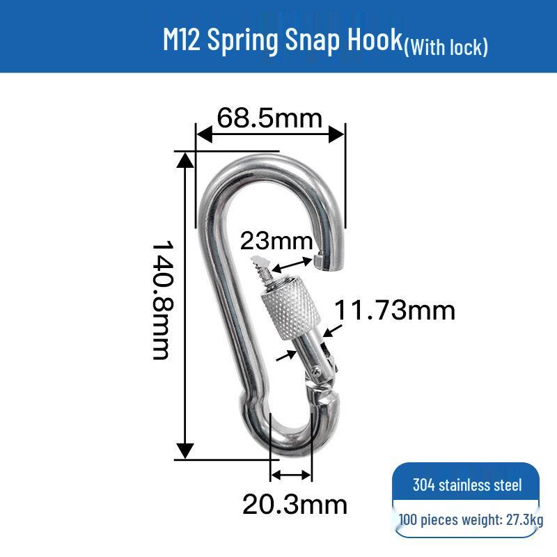 304 Edelstahl Karabinerhaken mit Schloss & Buchse für Schlüsselanhänger/Hundeleine