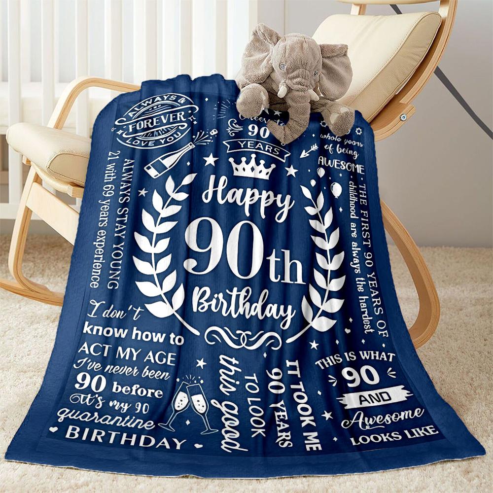 1 pezzo Coperta Celebrazione 90° Compleanno Morbida e Calda per Divano Ufficio Campeggio Viaggio Soggiorno Ottimo Regalo per Amici e Famiglia Comoda