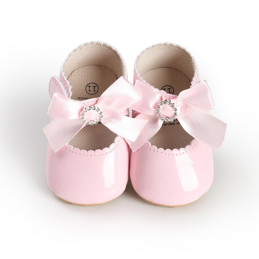Infant Baby PU Leather Bow Shoes First Walking Shoes 11 розовый