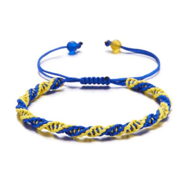 Simple Handmade Braided Sunflower Bracelet For Women Minimalist Daisy Flower Bracelets Blue Yellow Ukraine Flag Charm Jewelry