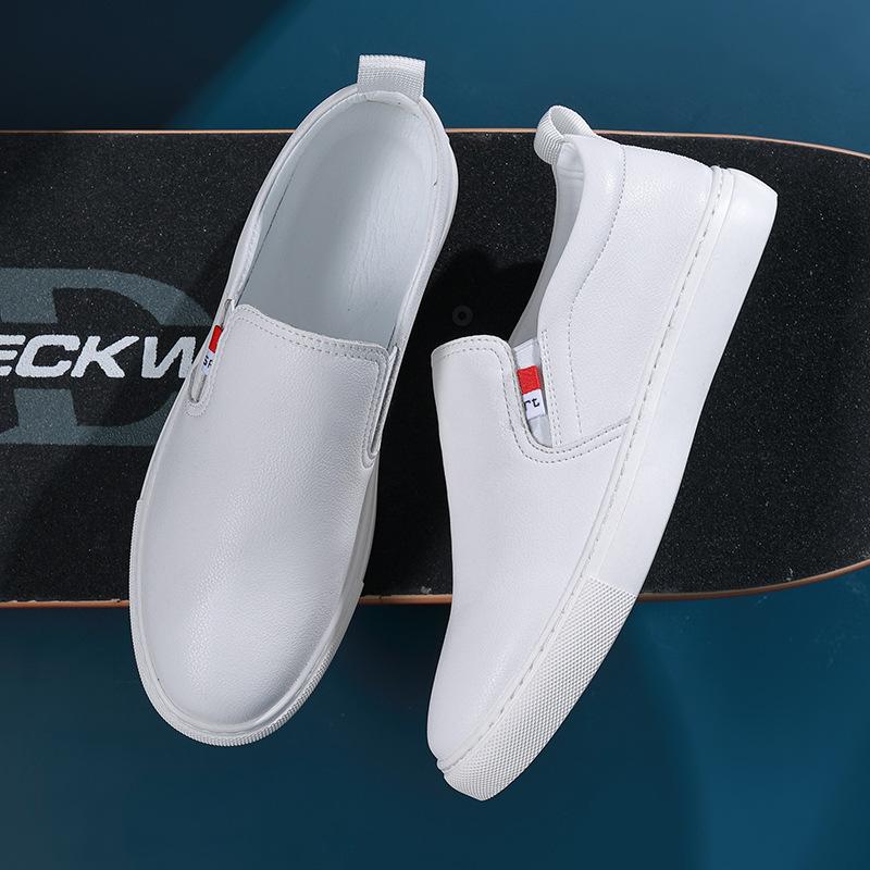 FashionMen White Board Shoes Comfort Lightweight Soft Soled Casual Leather Shoes Male Spring Autumn Designer Breathable Toe Loafers Men