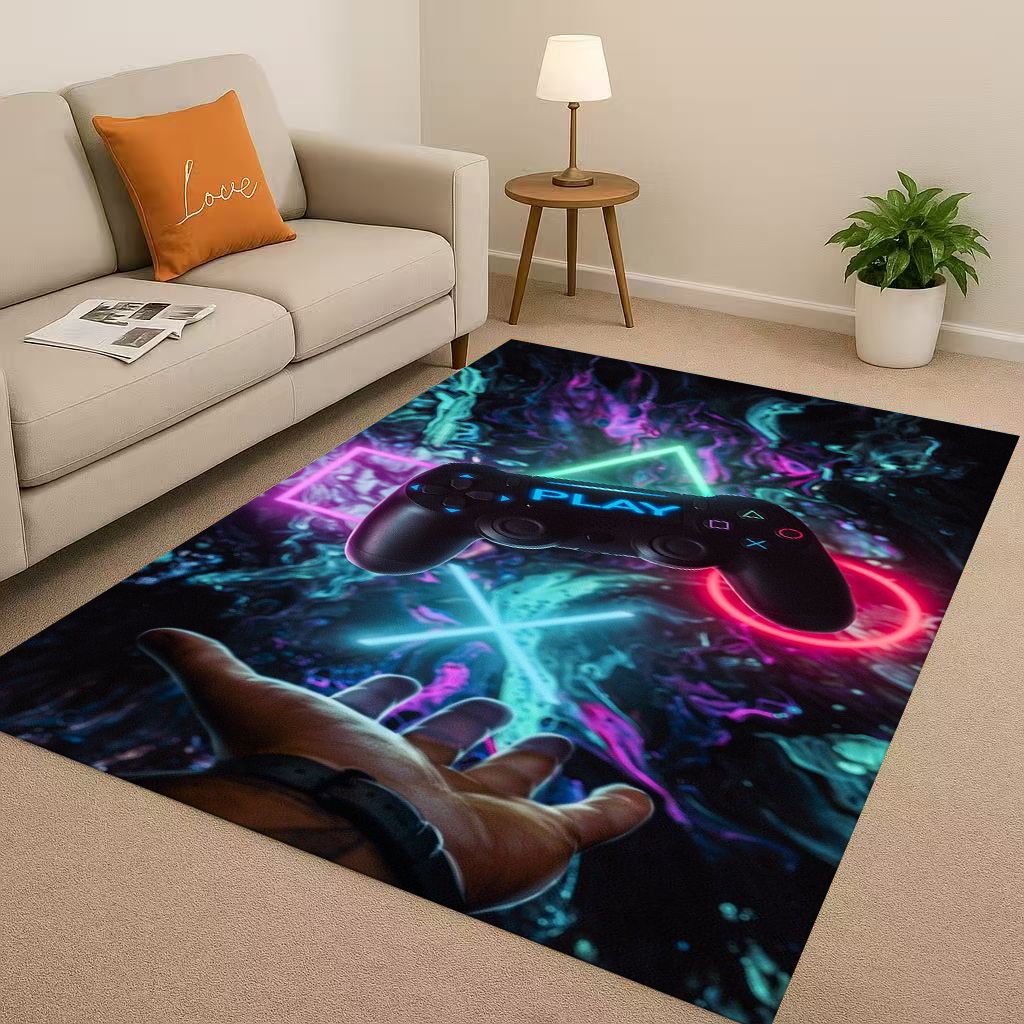 Classic Game Zone Sign Gamer Controller Living Room Non-Slip Area Rug Carpet for Bedroom Kids Playroom Sofa,Home Decor Doormat
