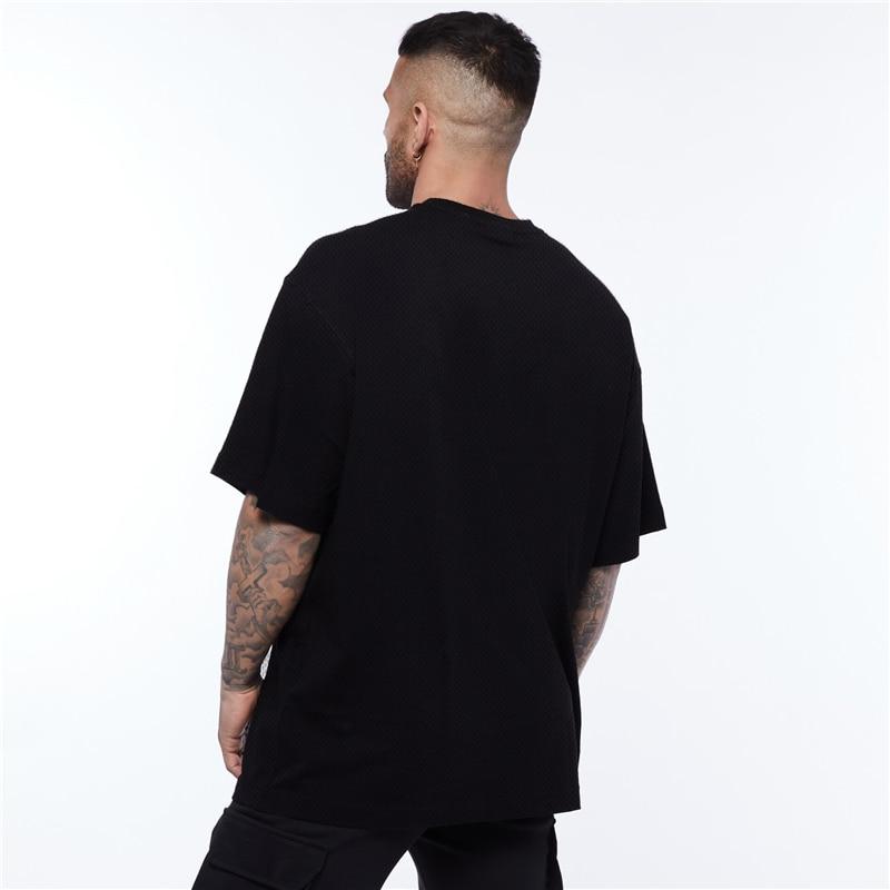 Muscleguys Herren Oversized Fitness O-Ausschnitt Kurzarm Locker Print T-Shirt Herren Fitnessstudio Bodybuilding T-Shirts Mesh Schnelltrocknend Streetwear Sport T-Shirt
