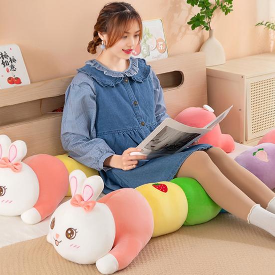 Rainbow Long Bunny Plush Pillow Large Body Pillow for Cuddling And Support Soft Stuffed Animal for Girls And Kids Gift