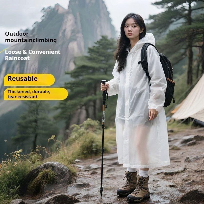 EVA Reusable Long Rain Poncho - Thick Adult Raincoat for Outdoor Hiking, Travel, Cycling and Camping