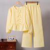 2026 Autumn Kids' Lace-up Bow Top & Long Pants Set