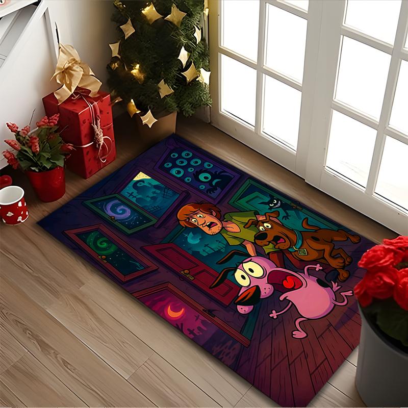 Courage the Cowardly Dog Print Area Rug, Multi-functional Office Chair Sofa Carpet, Easy Clean Carpet for Home and Living Spaces