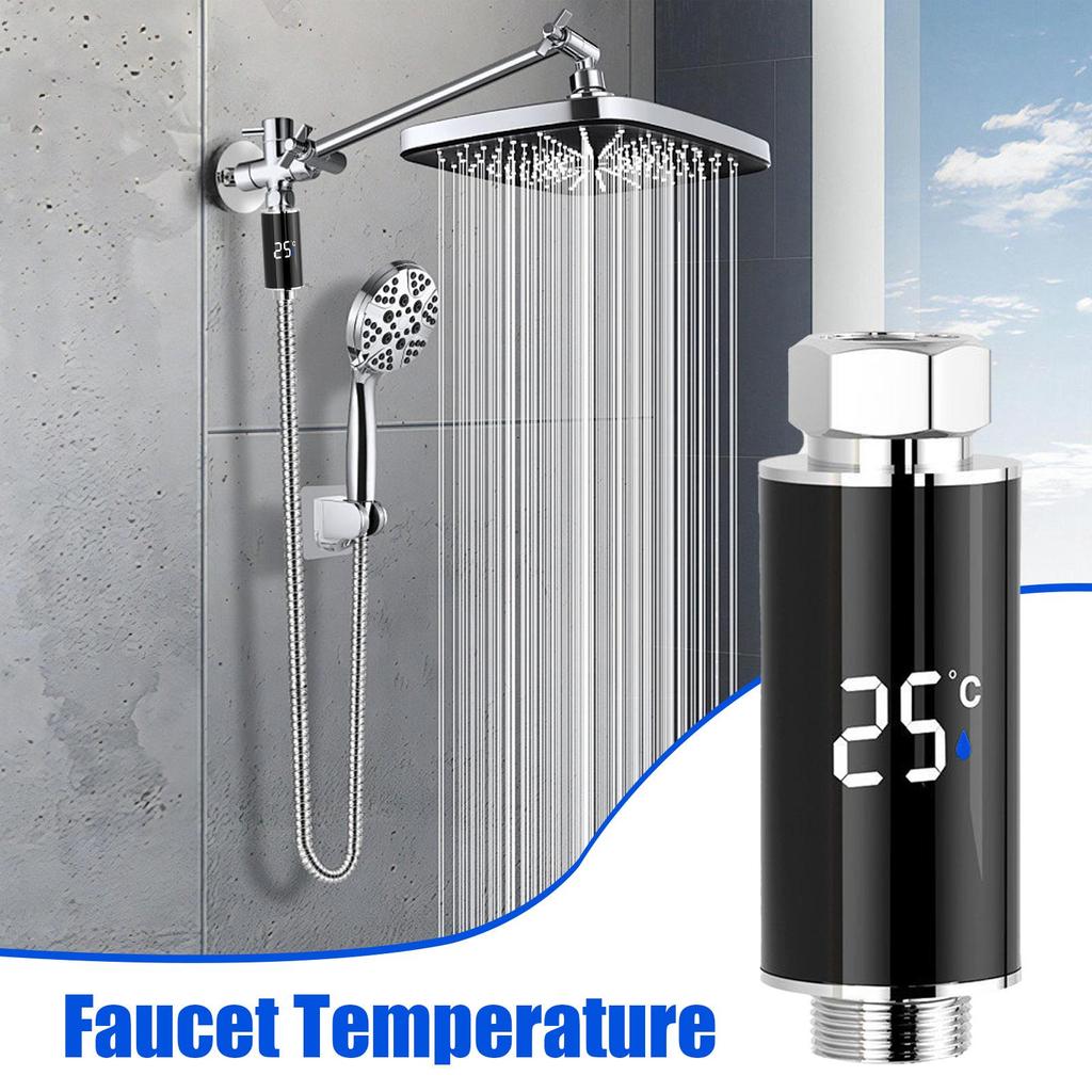 Shower Head Thermometer Waterproof LED Digital Display Water Temperature Meter Color-coded Indicator Smart Temperature Meter