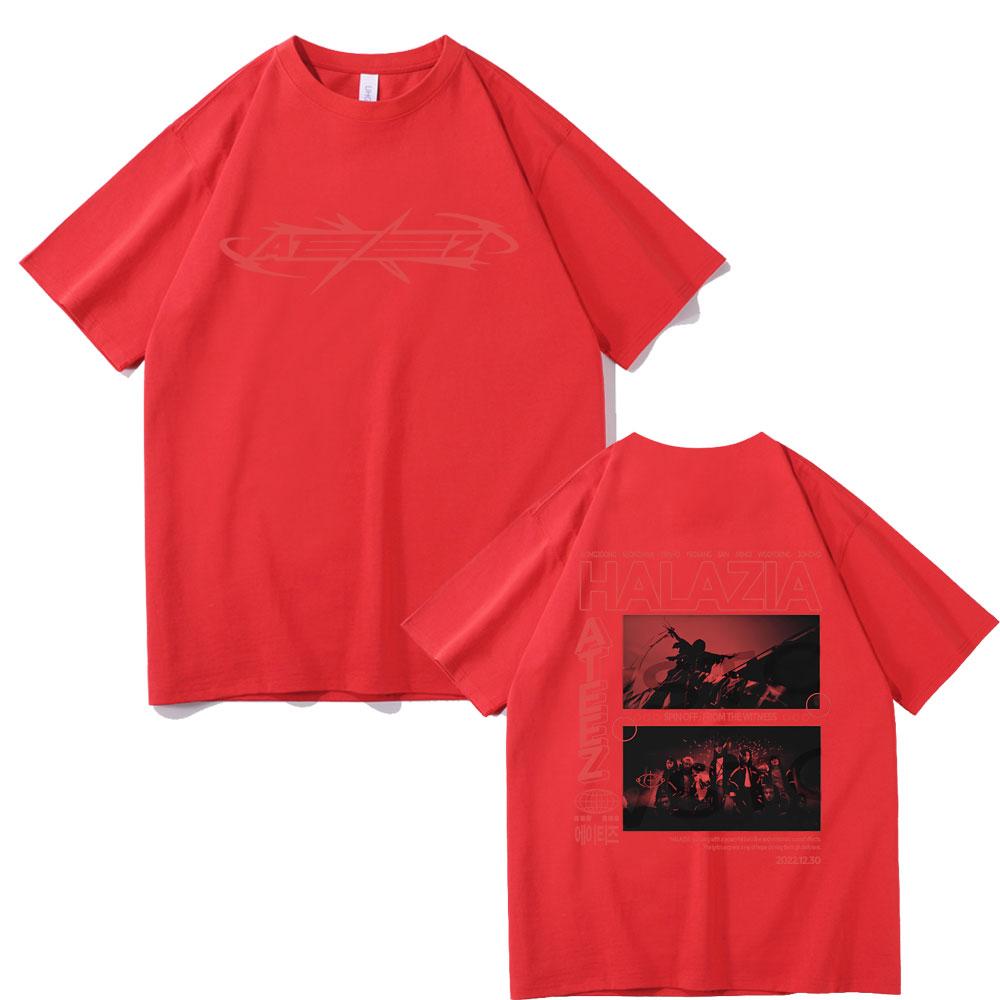 Ateez Band Double Sided Print Tshirt Male Casual Oversized Tshirt Unisex Women Korean Fashion Trend Tshirts Streetwear Fans Gift