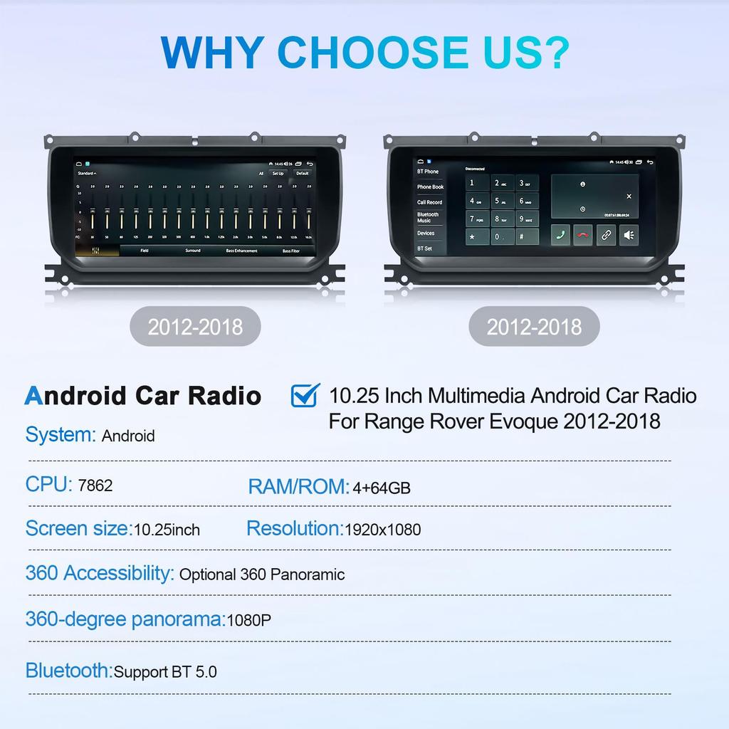 Integrated Navigation System for 2012-2018 Land Rover Range Rover Evoque, Retaining Original Style and Features.