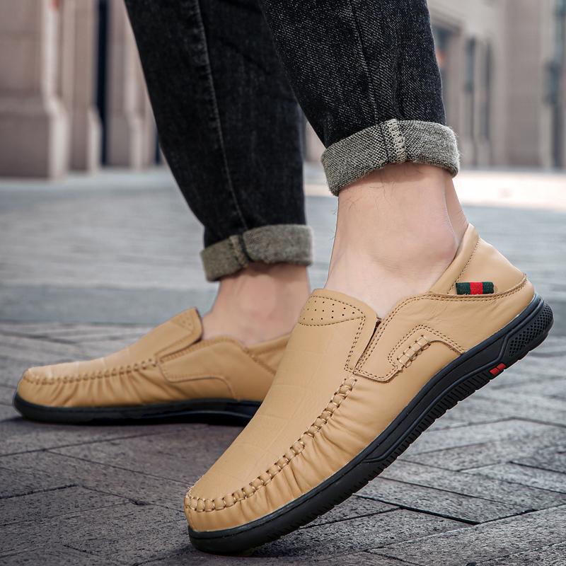 Pánské boty z hovězí kůže, ležérní nazouvací formální mokasíny, pánské mokasíny italské černé pánské řidičské boty