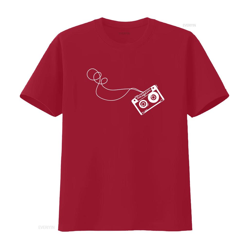 Mens Retro Music Cassette Sketch Vintage Audio Drawing T Shirt L to 5XL vintage Washed Versatile designer clothes streetwear