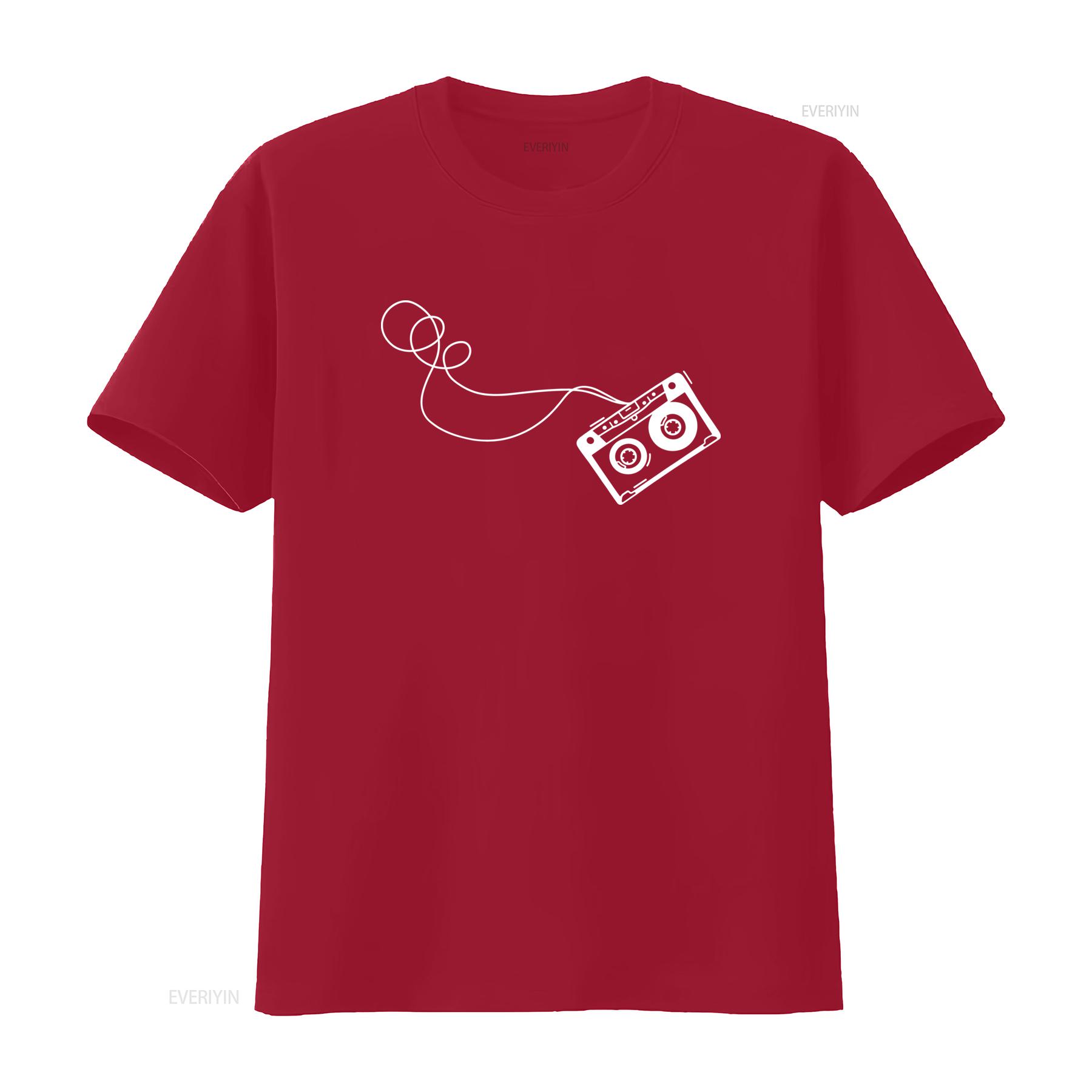

Mens Retro Music Cassette Sketch Vintage Audio Drawing T Shirt L to 5XL vintage Washed Versatile designer clothes streetwear S