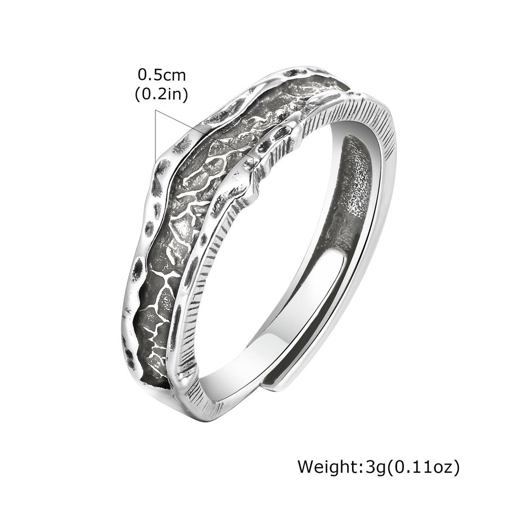 Vnox Retro Wedding Rings for Men,Vintage Silver Color Metal Finger Bands Resizable,Valentine's Father's Day Birthday Party Gift