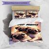 3PC Custom Name Pug Dogs Heart Background Bedding Set Printed Bedding Set Duvet Cover Closure Includes 1 Duvet Cover & 2 Pillowcases for All Seasons B