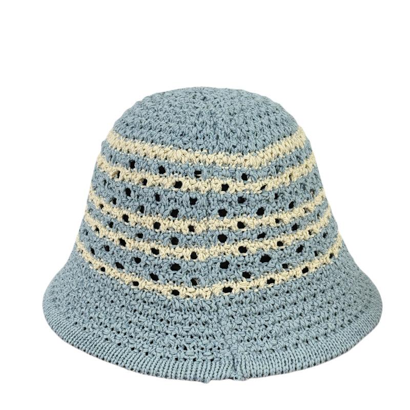 Striped Hollow Fisherman Hat for Women Breathable Spring and Summer Sun Protection Hat Sun Protection Hat