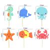 24 Stück Ozean-Tier-Cupcake-Topper unter dem Meer, Party-Kuchenflaggen, Junge, Babyparty, Meerjungfrau-Thema, Geburtstagsparty-Kuchendekorationen