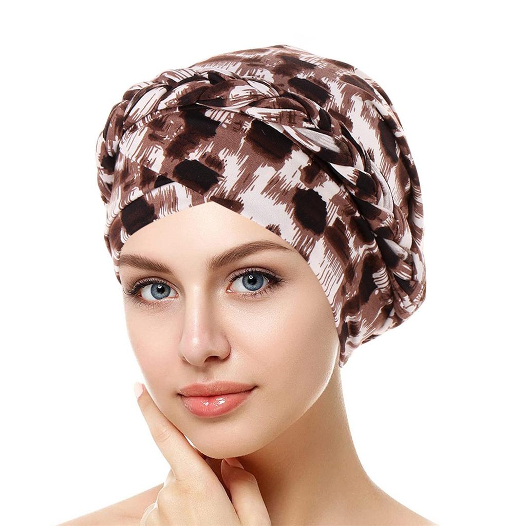 2024 New Crossed Forehead Muslim Hijab Caps Women Wrap Head Ramadan Soft Elastic Ladies Fashion Print Turban Bonnet