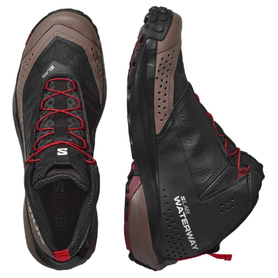 SALOMON S/Lab Waterway Comfortable Soft Non-Slip Wear-Resistant Mid-Top Hiking Shoes Unisex Hiking Shoes Black 478186