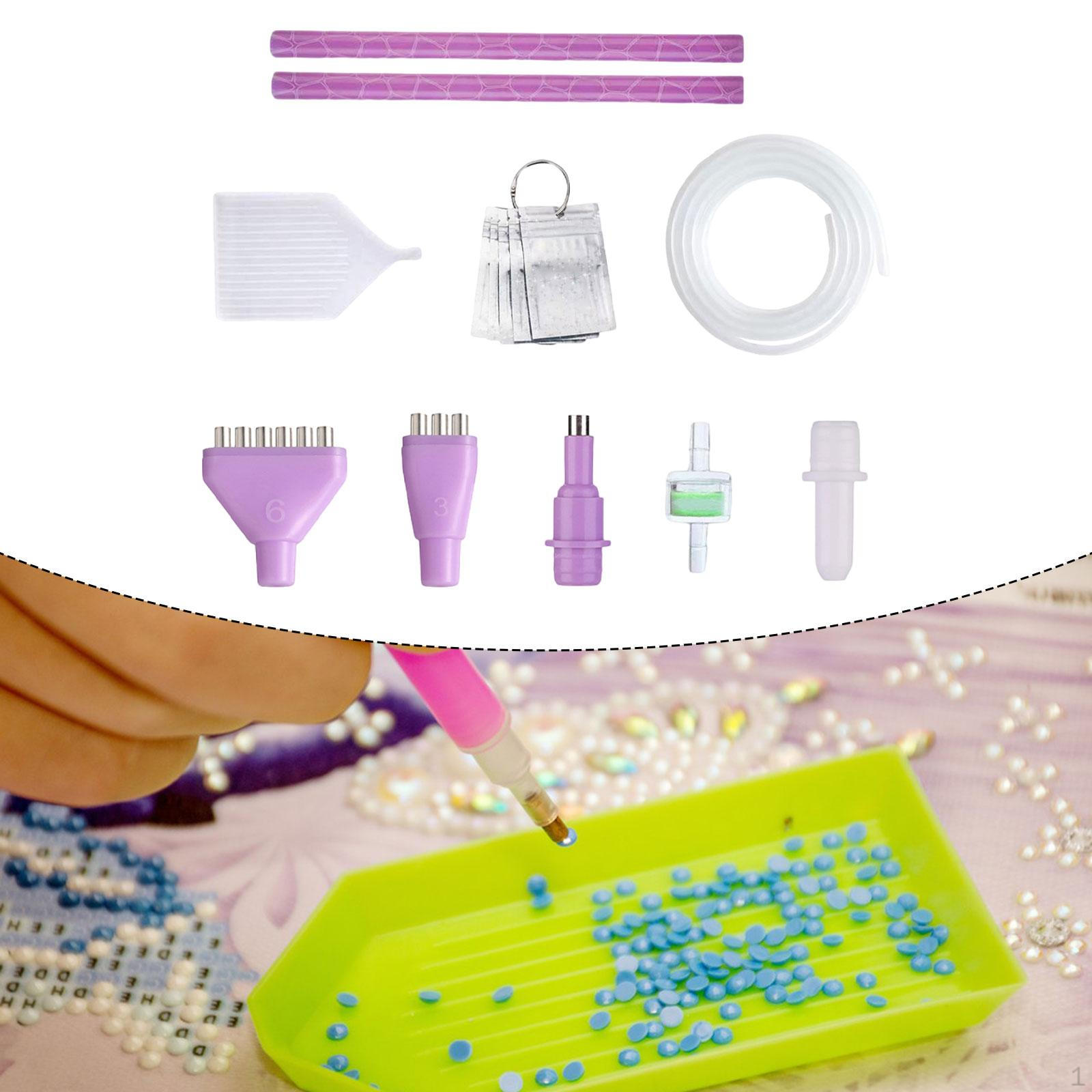 

Вакуумна ручка для викладання алмазної мозаїки Інструменти DIY Включає 3 багатофункціональні головки для хобі, декорування Purple Crack Pen