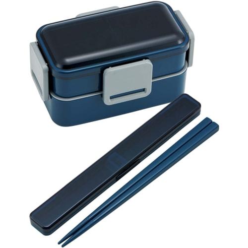 Skater Bento Box, Midnight Blue, 850ml, Antibacterial, Fluffy, 2 Tiers, Large Capacity, For Men, Made in Japan, PFLW9AG-A