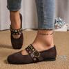 Spring Autumn 2026 Women Fashion Buckle Strap Plus Size Shoes for Women 35-43 Flats Round Toe Non-slip Shoes Zapatos De Mujer