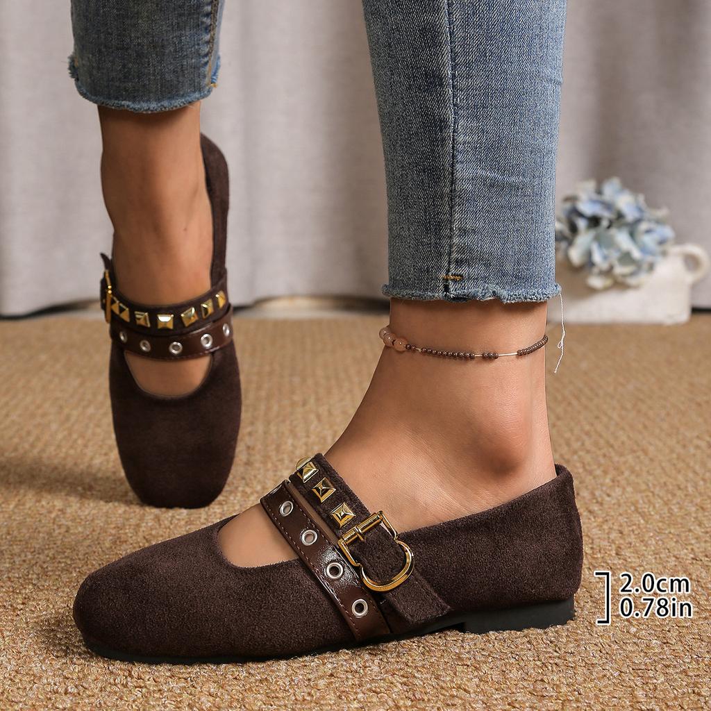 Spring Autumn 2026 Women Fashion Buckle Strap Plus Size Shoes for Women 35-43 Flats Round Toe Non-slip Shoes Zapatos De Mujer