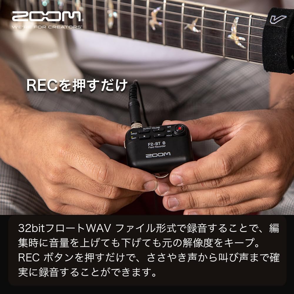 ZOOM F2-BT Lavalier with Microphone, 32 Bit Float Recording, Ultra Compact Recorder, Bluetooth Co...