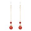 Retro and Trendy Chinese Style Red Earrings, Earrings, Femininity, Long Style Showing Face, Thin Fringed Earrings, Ethnic Style Earrings.