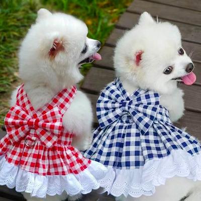 Haustier Hund, Katze, Karierter Rock, Katzen Brust- und Schultergurt, Teddy Bichon Frise Hundekampfkleidung