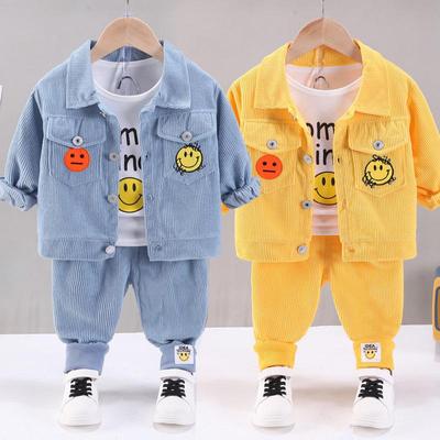 Corduroy Three-piece Set Boys' Spring Suit 0-3 Years Old Solid Color Loose Casual Suit Coat Leggings