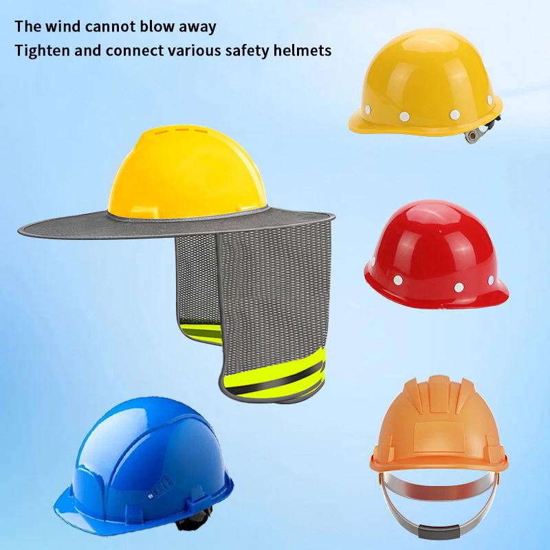Cappello di sicurezza con protezione solare estiva, protezione per il collo, strisce riflettenti, berretto di sicurezza per lavoratori edili
