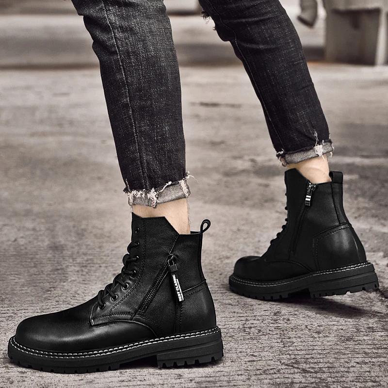 Модная мужская обувь Мужские ботинки Челси Ковбойские пошив из натуральной кожи — фото 6