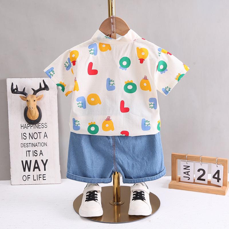 Children's Clothes Printed T-shirt Summer Sets Boys Short Sleeve Suit Baby Shirt and Shorts 2 Piece Set