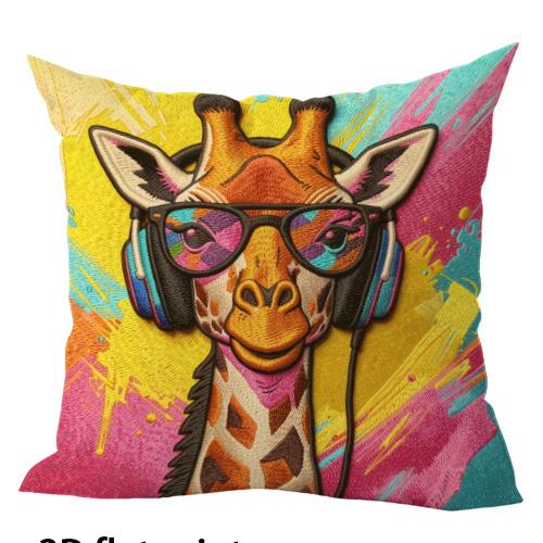 

1/4pcs Colorful Animal Head Pillows with Sunglasses and Headphones Sofa cushion cover home bedroom decoration,2D flat printing 45x45cm-1pcs