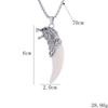 Men's Retro Wolf Tooth Pendant Necklace - Stainless Steel Punk Charm