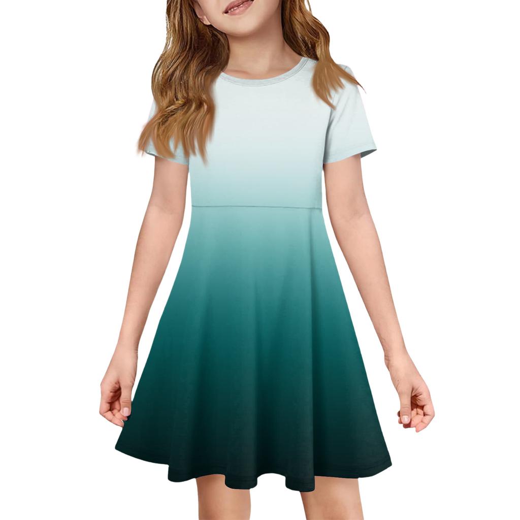 Girl Summer Dress Color & Print Short Sleeve Dress With Pocket Casual Dress Shorts Sleeve Party Dress Easter Day