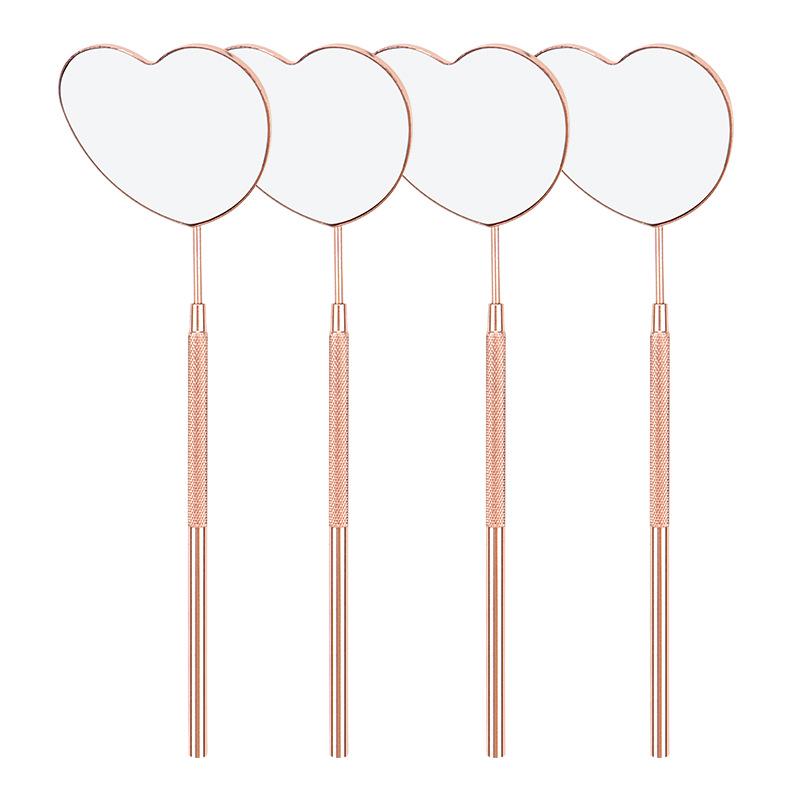 Heart-Shaped Anti-Fog Eyelash Extension Mirror - Stainless Steel, Anti-Curl Design