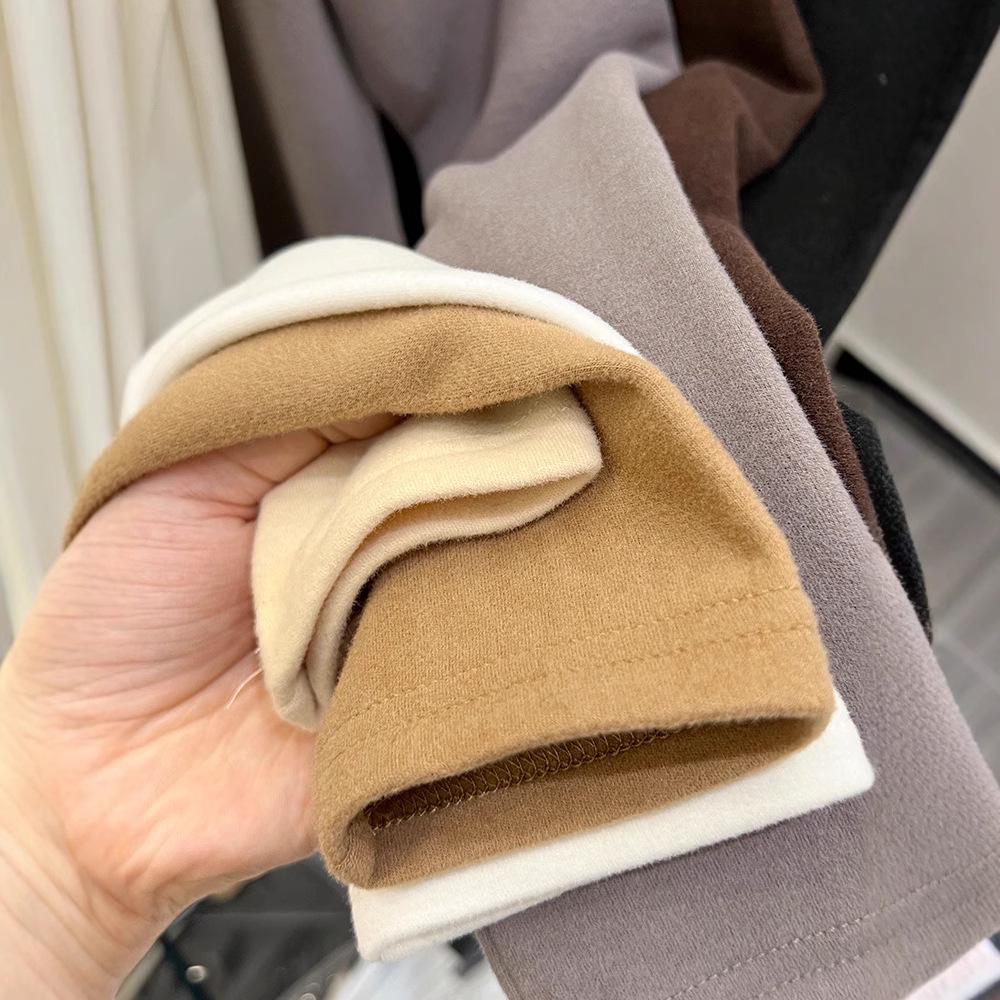 Velvet Semi-High Neck Long Sleeve Women's Modal Base Layer T-Shirt - Slimming White Autumn/Winter Fashion Top