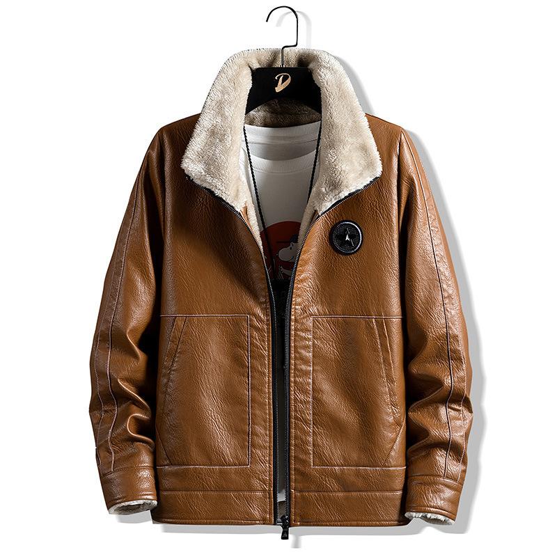 Куртка из меховой кожи с добавлением флиса для мужчин — фото 6