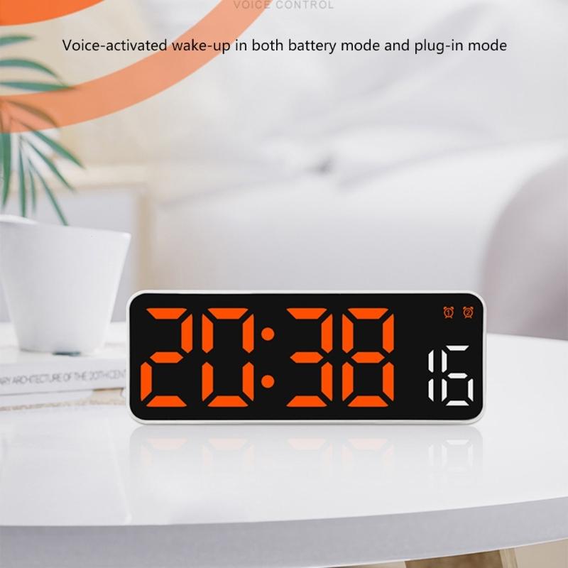 Multifunctional Digital Clock LED Display with 2 Alarms Temperature Monitors and Date for Students and Professional