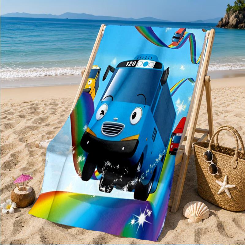 Serviette de Plage Aventure Avec Mateo Le Petit Bus, Séchage Rapide, Facile d'Entretien, Convient aux Vacances Fitness et Plage, Essentiel de Sport