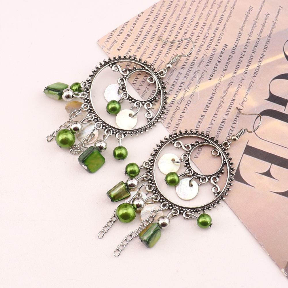 Fashion Retro Celebrity Temperament, Hollow Water Drop Rice Bead Fringed Earrings, Chain Fringed Earrings E92