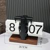 Retro Flip Clock Wooden Metal Novelty Page Turning Table Clock Creativity Decorative Watch House Table Decoration Accessories