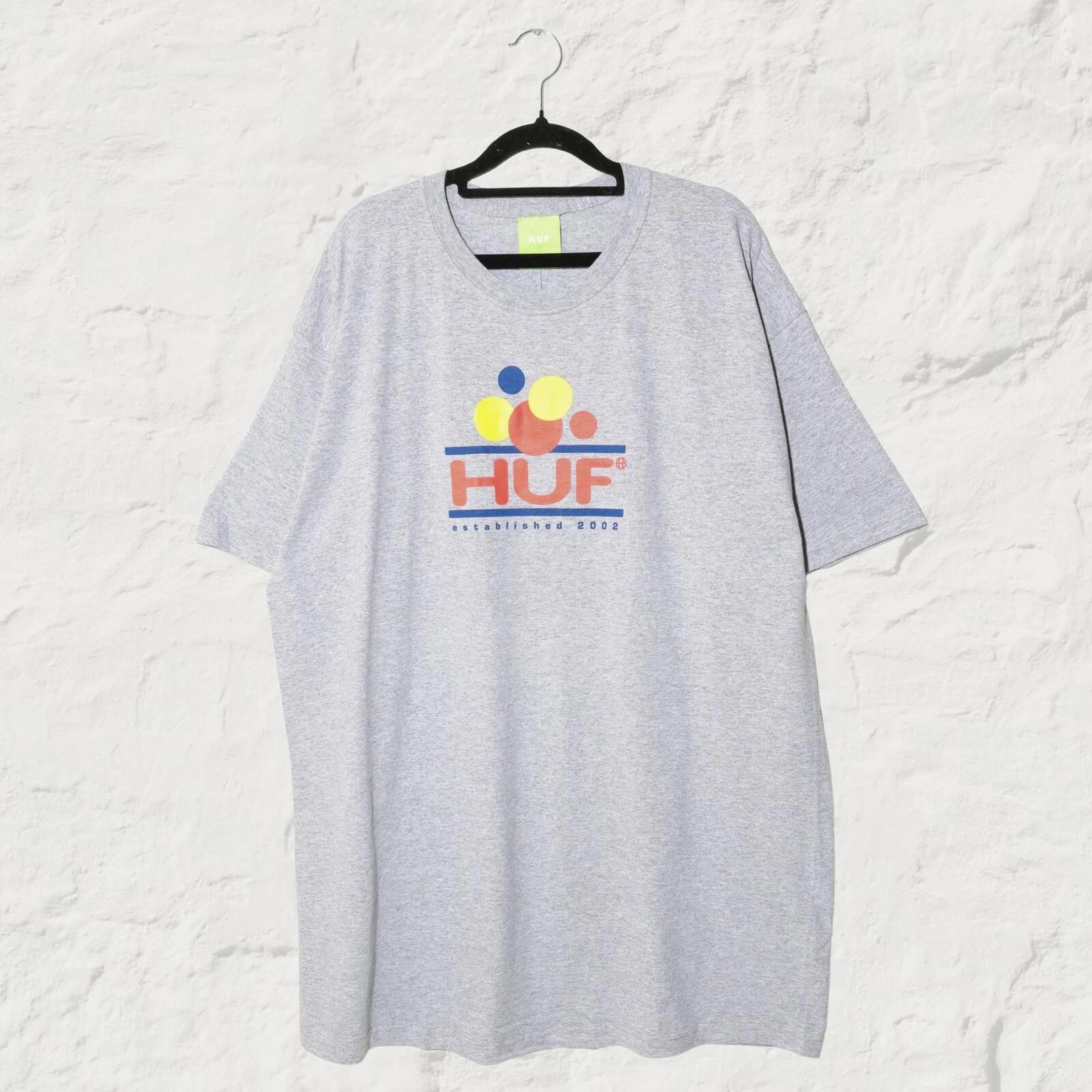 HUF Fun Graphic Tee Athletic Grey Oversized Skate Streetwear XL 4XL